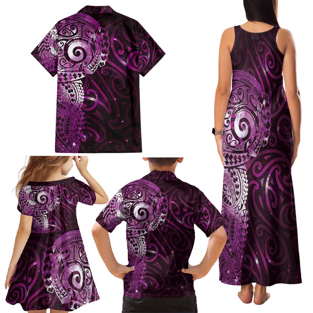 Matariki New Zealand Maori Koru Art Tattoo Family Matching Tank Maxi Dress and Hawaiian Shirt New Year Galaxy Pink Sky Style LT03 - Polynesian Pride
