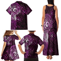 Matariki New Zealand Maori Koru Art Tattoo Family Matching Tank Maxi Dress and Hawaiian Shirt New Year Galaxy Pink Sky Style LT03 - Polynesian Pride