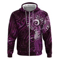 Matariki New Zealand Maori Koru Art Tattoo Hoodie New Year Galaxy Pink Sky Style LT03 Zip Hoodie Pink - Polynesian Pride