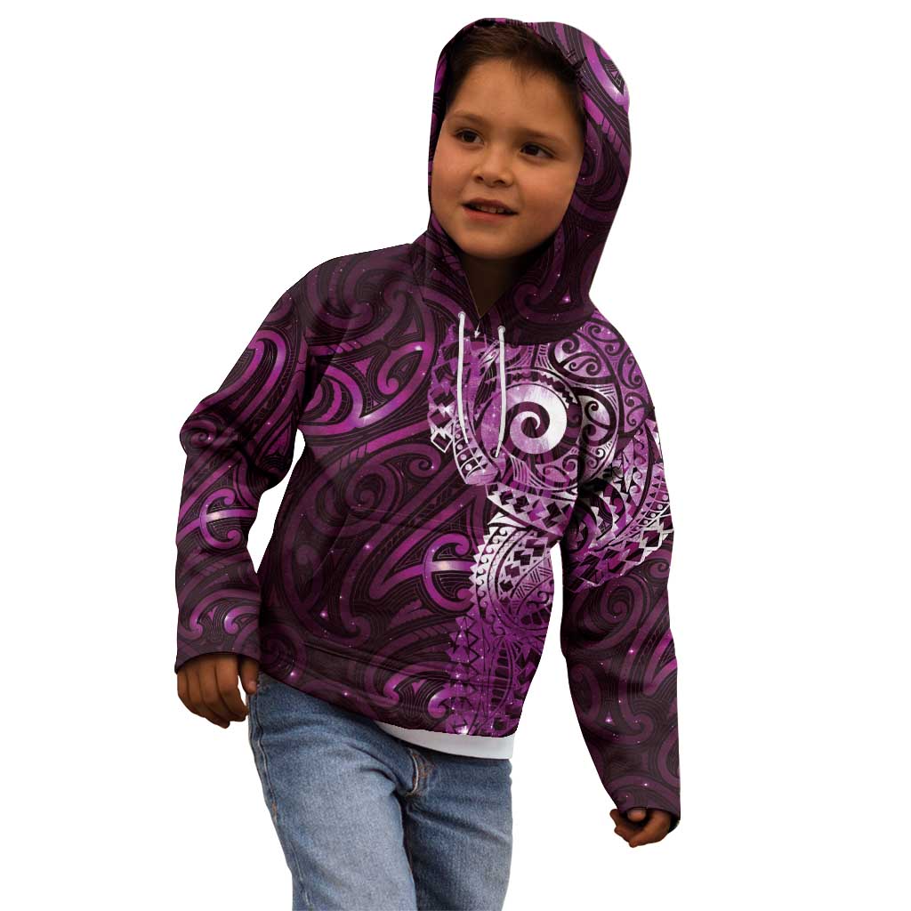 Matariki New Zealand Maori Koru Art Tattoo Kid Hoodie New Year Galaxy Pink Sky Style LT03 - Polynesian Pride