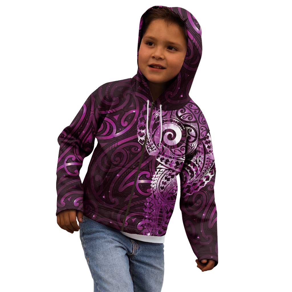 Matariki New Zealand Maori Koru Art Tattoo Kid Hoodie New Year Galaxy Pink Sky Style LT03 - Polynesian Pride