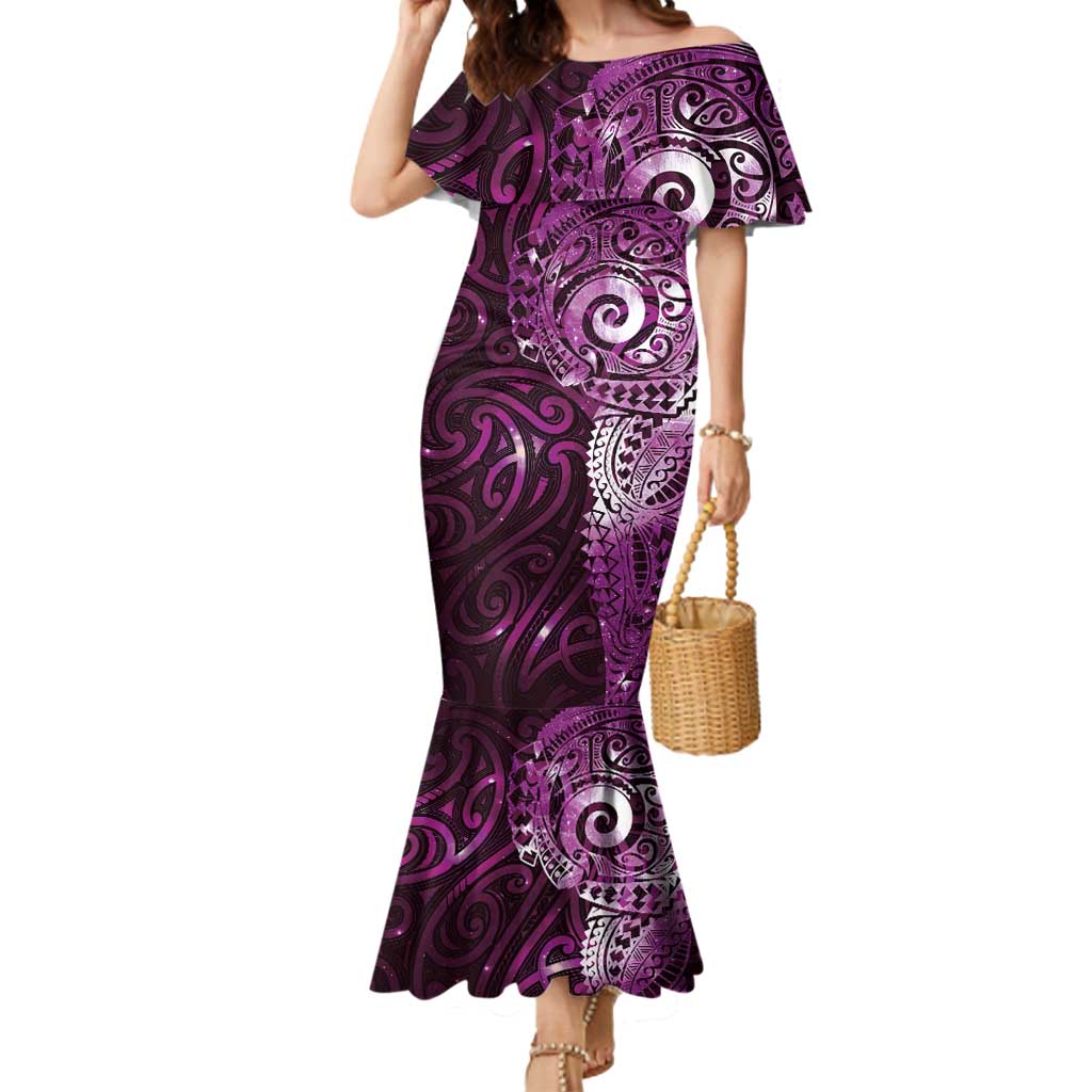 Matariki New Zealand Maori Koru Art Tattoo Mermaid Dress New Year Galaxy Pink Sky Style LT03 Women Pink - Polynesian Pride