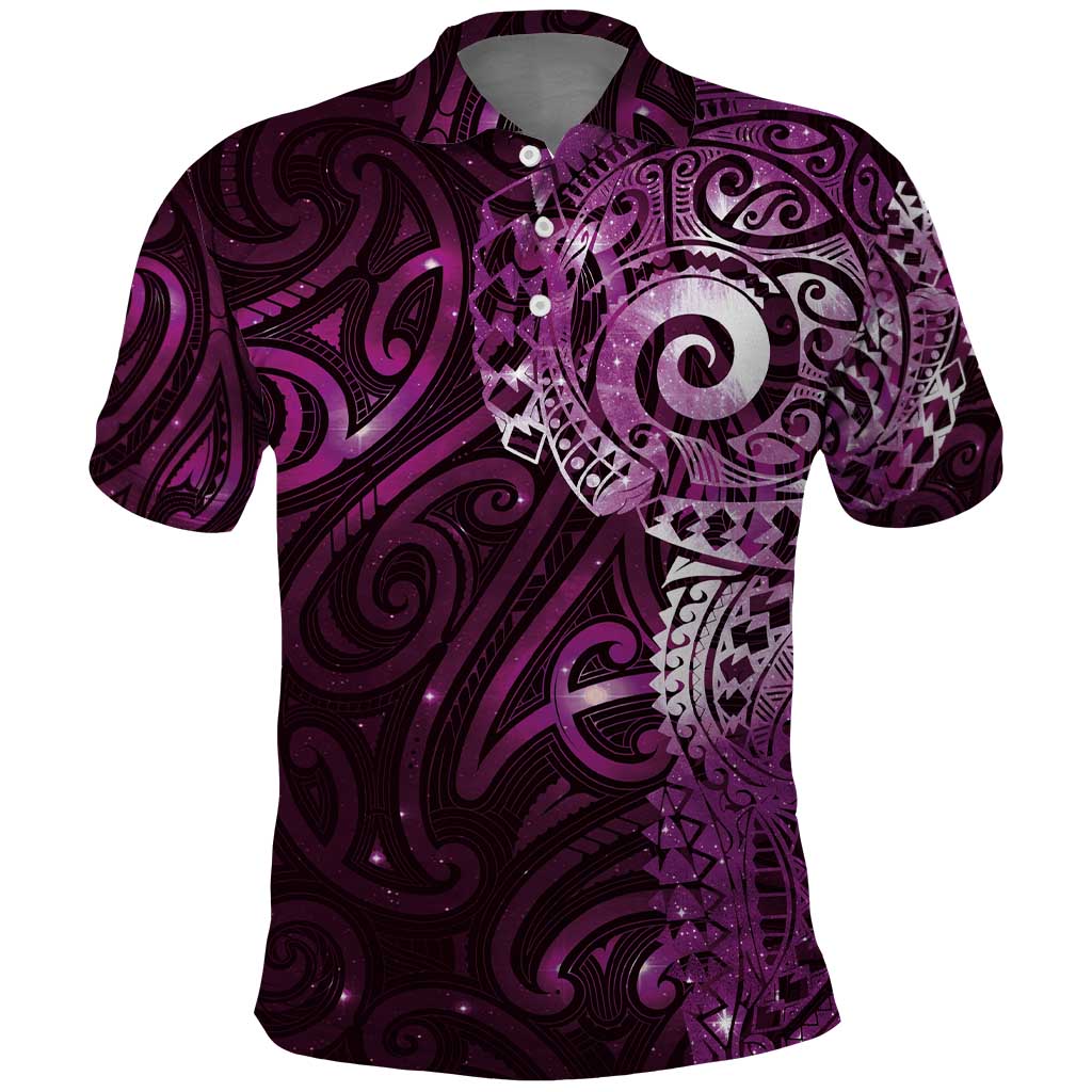 Matariki New Zealand Maori Koru Art Tattoo Polo Shirt New Year Galaxy Pink Sky Style LT03 Pink - Polynesian Pride
