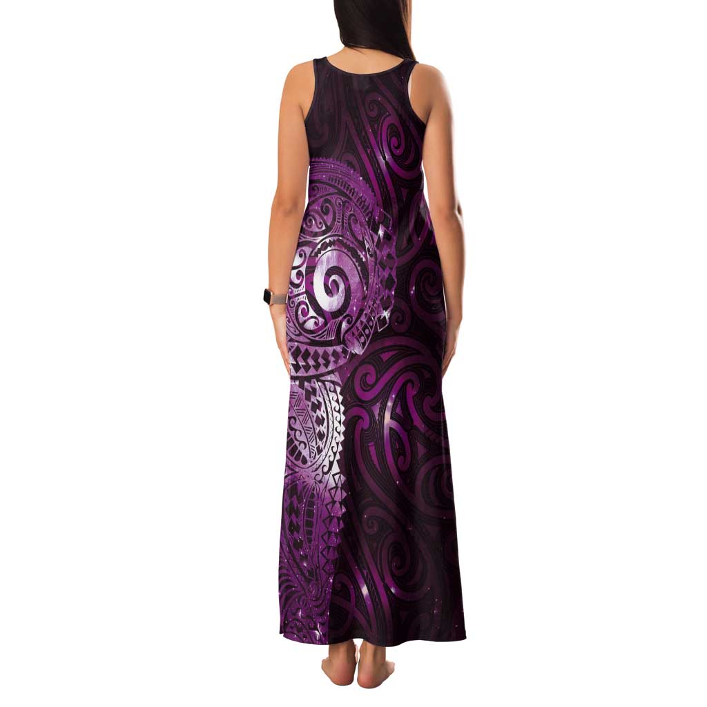 Matariki New Zealand Maori Koru Art Tattoo Tank Maxi Dress New Year Galaxy Pink Sky Style LT03 - Polynesian Pride