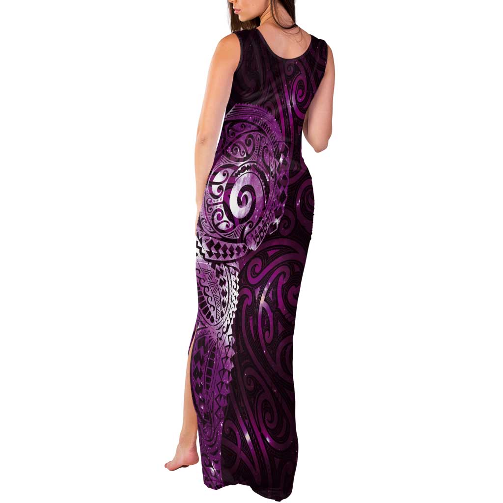 Matariki New Zealand Maori Koru Art Tattoo Tank Maxi Dress New Year Galaxy Pink Sky Style LT03 - Polynesian Pride