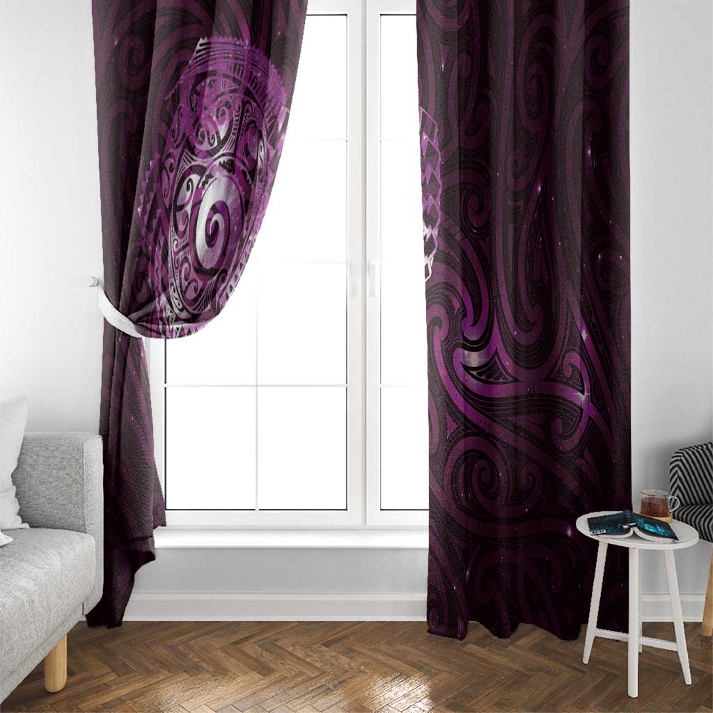 Matariki New Zealand Maori Koru Art Tattoo Window Curtain New Year Galaxy Pink Sky Style