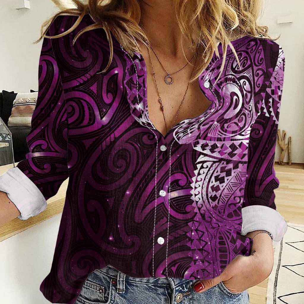 Matariki New Zealand Maori Koru Art Tattoo Women Casual Shirt New Year Galaxy Pink Sky Style LT03 Female Pink - Polynesian Pride