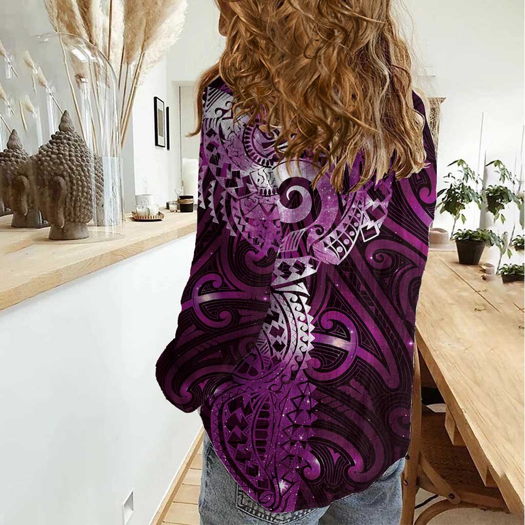 Matariki New Zealand Maori Koru Art Tattoo Women Casual Shirt New Year Galaxy Pink Sky Style LT03 - Polynesian Pride