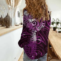Matariki New Zealand Maori Koru Art Tattoo Women Casual Shirt New Year Galaxy Pink Sky Style LT03 - Polynesian Pride