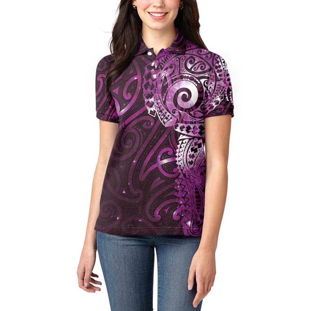 Matariki New Zealand Maori Koru Art Tattoo Women Polo Shirt New Year Galaxy Pink Sky Style LT03 - Polynesian Pride