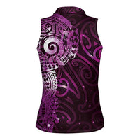 Matariki New Zealand Maori Koru Art Tattoo Women Sleeveless Polo Shirt New Year Galaxy Pink Sky Style LT03 - Polynesian Pride