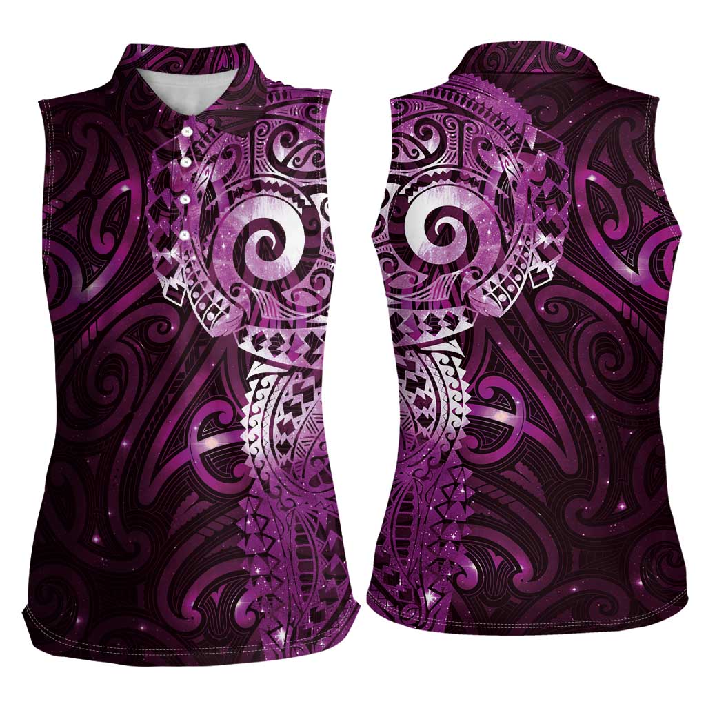 Matariki New Zealand Maori Koru Art Tattoo Women Sleeveless Polo Shirt New Year Galaxy Pink Sky Style LT03 - Polynesian Pride