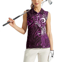 Matariki New Zealand Maori Koru Art Tattoo Women Sleeveless Polo Shirt New Year Galaxy Pink Sky Style LT03 - Polynesian Pride