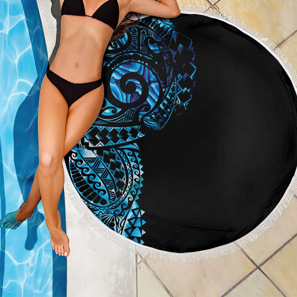 New Zealand Maori Koru Art Traditional Tattoo Beach Blanket Paua Shell