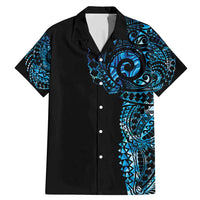 New Zealand Maori Koru Art Traditional Tattoo Family Matching Mermaid Dress and Hawaiian Shirt Paua Shell LT03 Dad's Shirt - Short Sleeve Black - Polynesian Pride