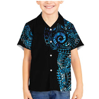 New Zealand Maori Koru Art Traditional Tattoo Family Matching Mermaid Dress and Hawaiian Shirt Paua Shell LT03 Son's Shirt Black - Polynesian Pride