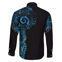 New Zealand Maori Koru Art Traditional Tattoo Family Matching Off The Shoulder Long Sleeve Dress and Hawaiian Shirt Paua Shell LT03 - Polynesian Pride