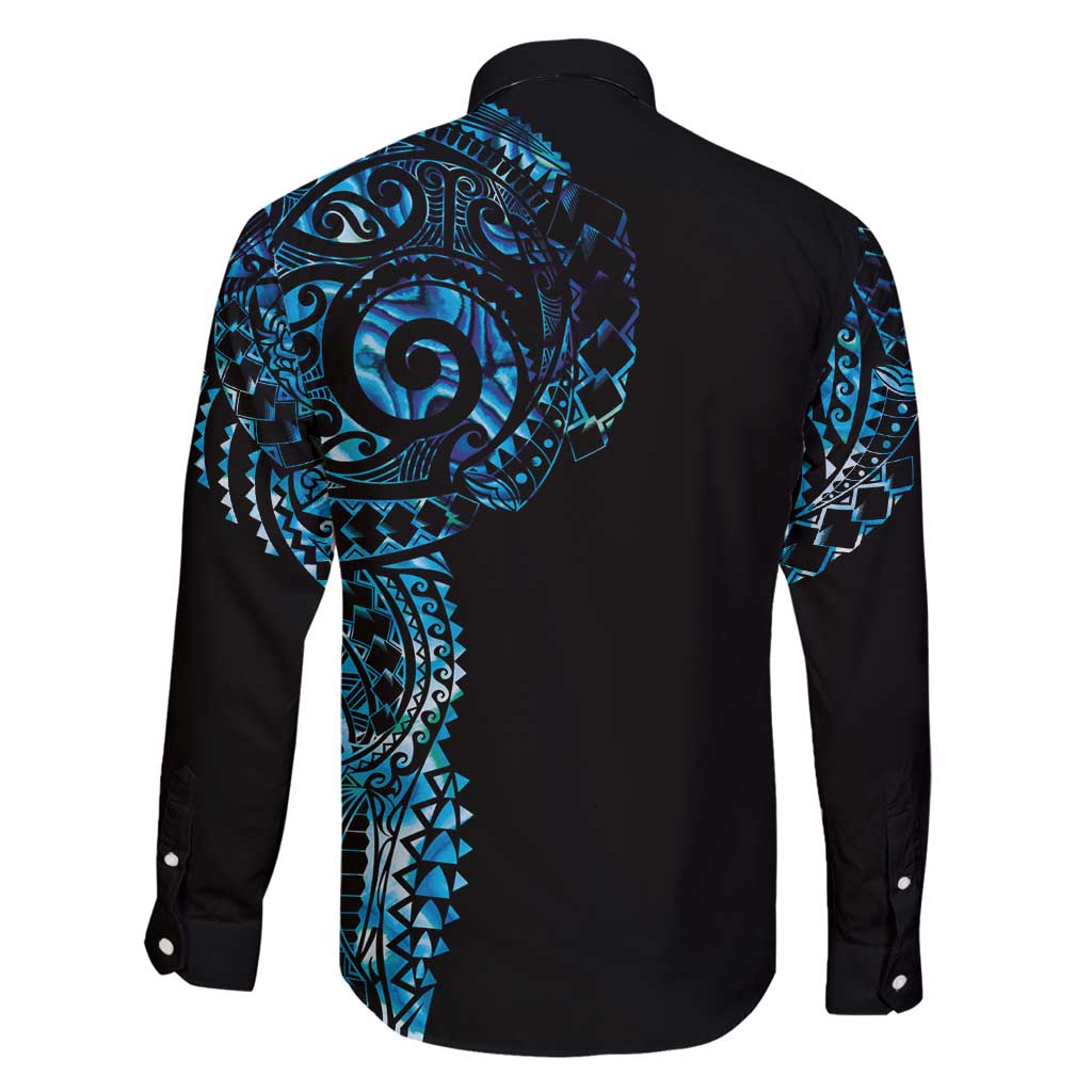 New Zealand Maori Koru Art Traditional Tattoo Family Matching Puletasi and Hawaiian Shirt Paua Shell LT03 - Polynesian Pride