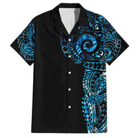 New Zealand Maori Koru Art Traditional Tattoo Family Matching Short Sleeve Bodycon Dress and Hawaiian Shirt Paua Shell LT03 Dad's Shirt - Short Sleeve Black - Polynesian Pride