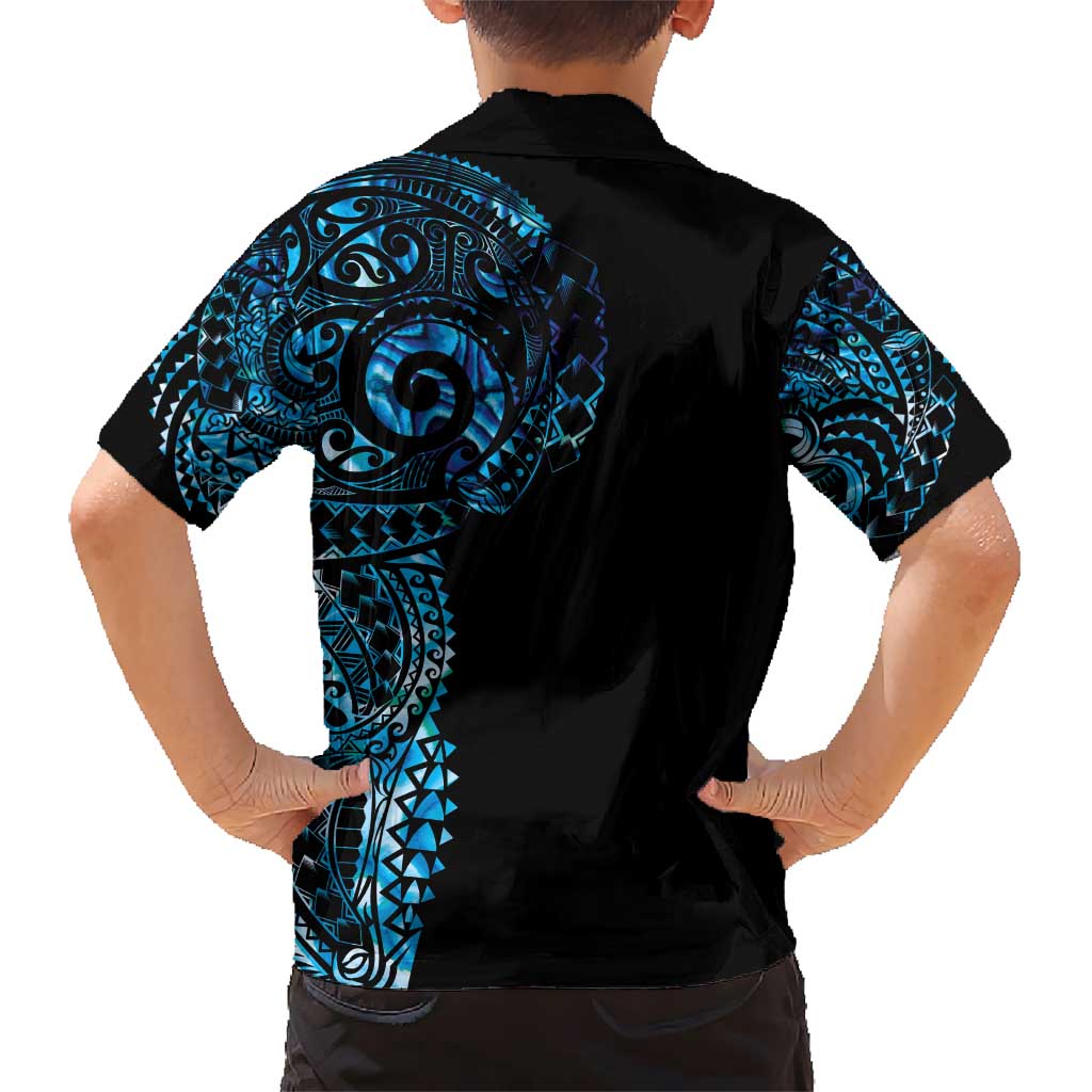 New Zealand Maori Koru Art Traditional Tattoo Kid Hawaiian Shirt Paua Shell