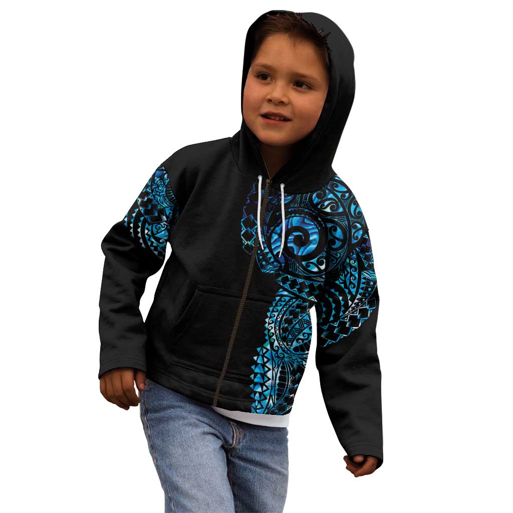 New Zealand Maori Koru Art Traditional Tattoo Kid Hoodie Paua Shell