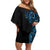 New Zealand Maori Koru Art Traditional Tattoo Off Shoulder Short Dress Paua Shell