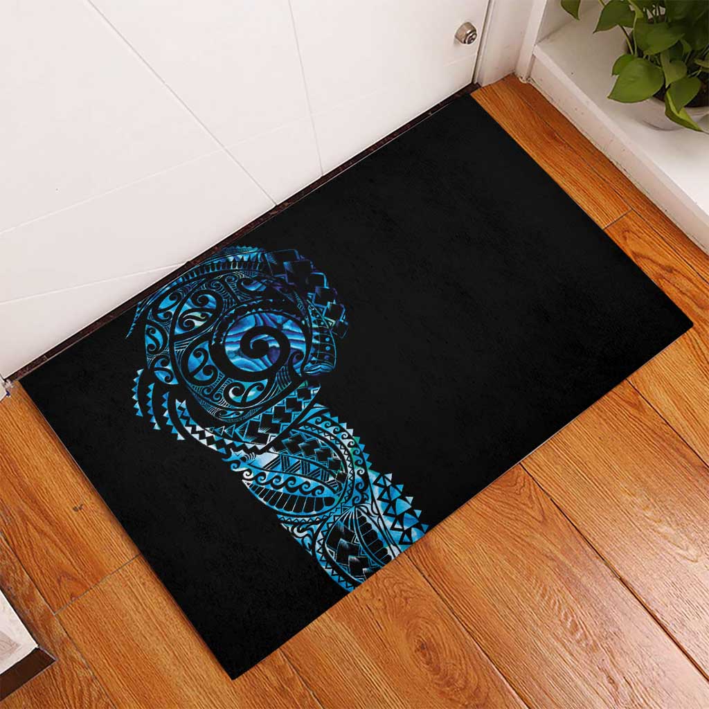 New Zealand Maori Koru Art Traditional Tattoo Rubber Doormat Paua Shell