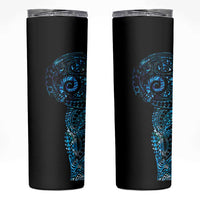 New Zealand Maori Koru Art Traditional Tattoo Skinny Tumbler Paua Shell LT03 Black - Polynesian Pride