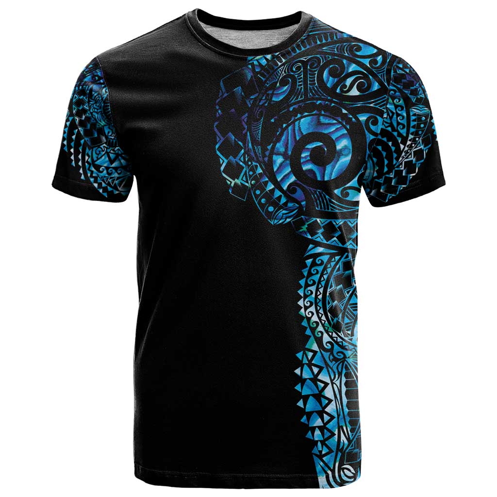 New Zealand Maori Koru Art Traditional Tattoo T Shirt Paua Shell