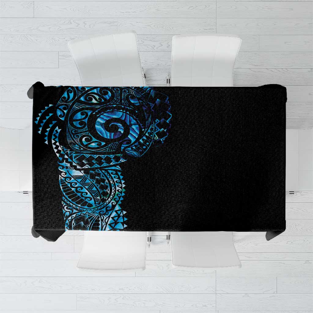 New Zealand Maori Koru Art Traditional Tattoo Tablecloth Paua Shell LT03 Black - Polynesian Pride