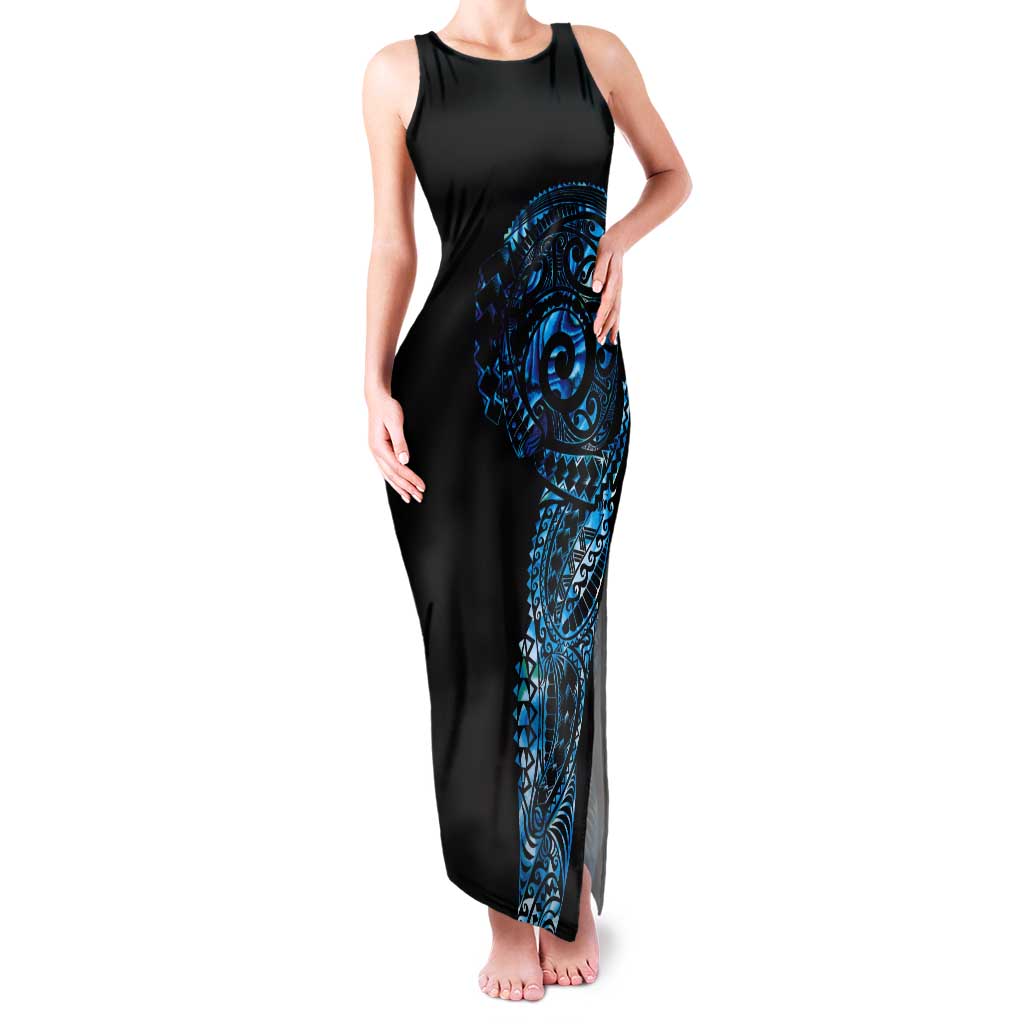 New Zealand Maori Koru Art Traditional Tattoo Tank Maxi Dress Paua Shell