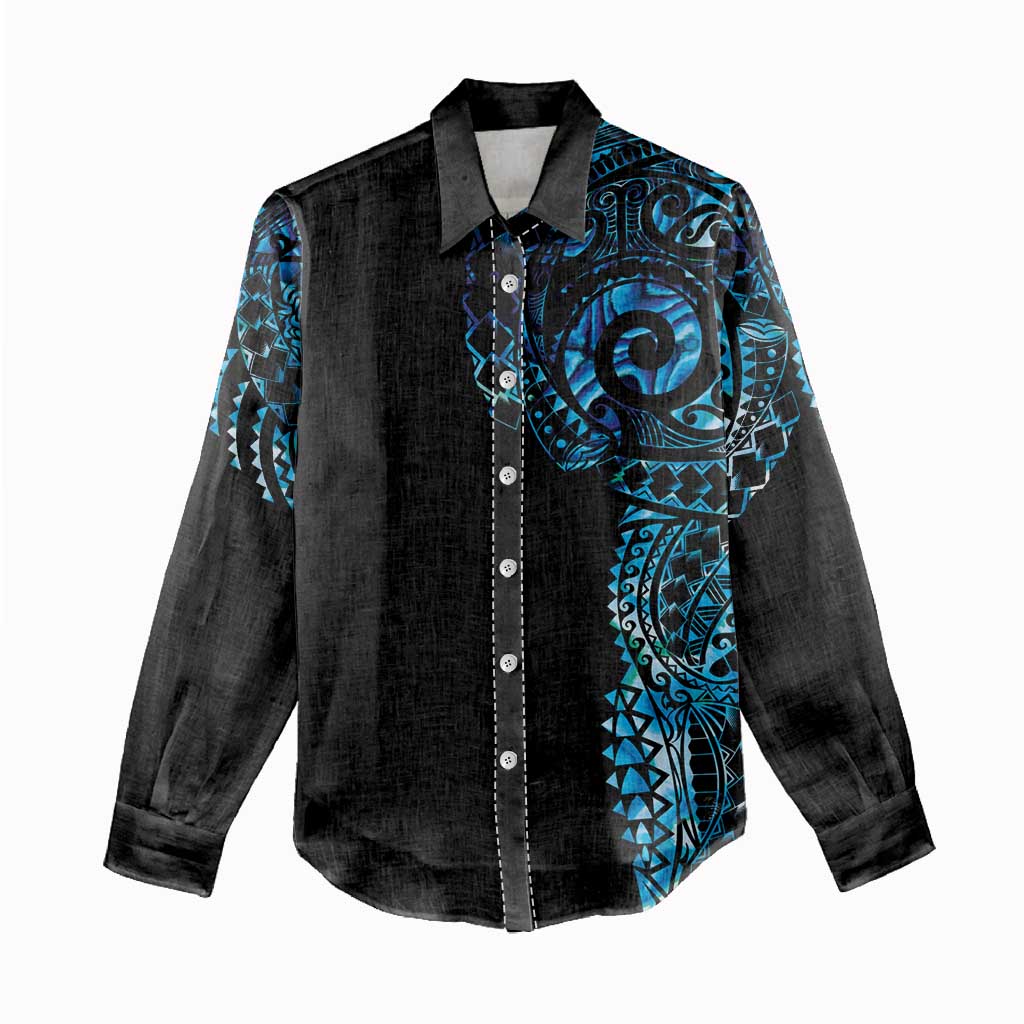 New Zealand Maori Koru Art Traditional Tattoo Women Casual Shirt Paua Shell LT03 - Polynesian Pride