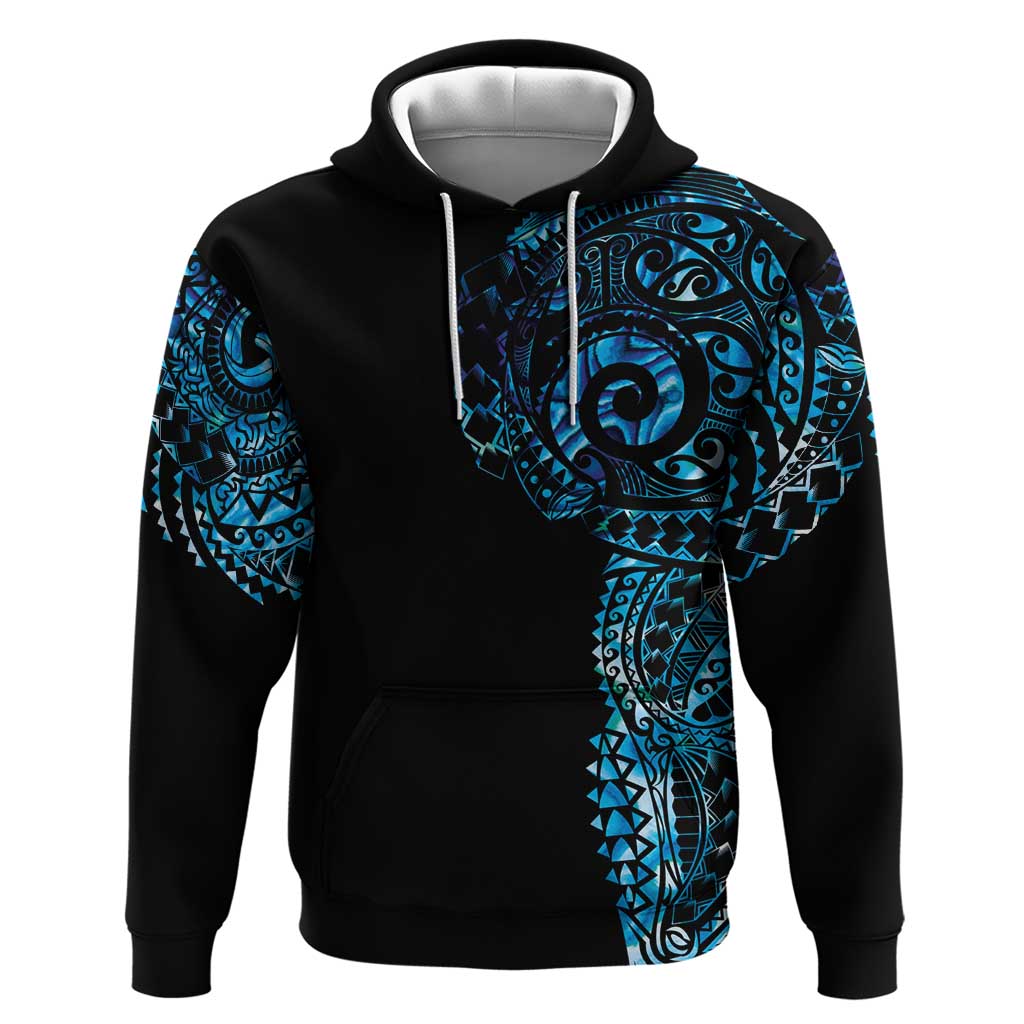 New Zealand Maori Koru Art Traditional Tattoo Zip Hoodie Paua Shell LT03 Pullover Hoodie Black - Polynesian Pride