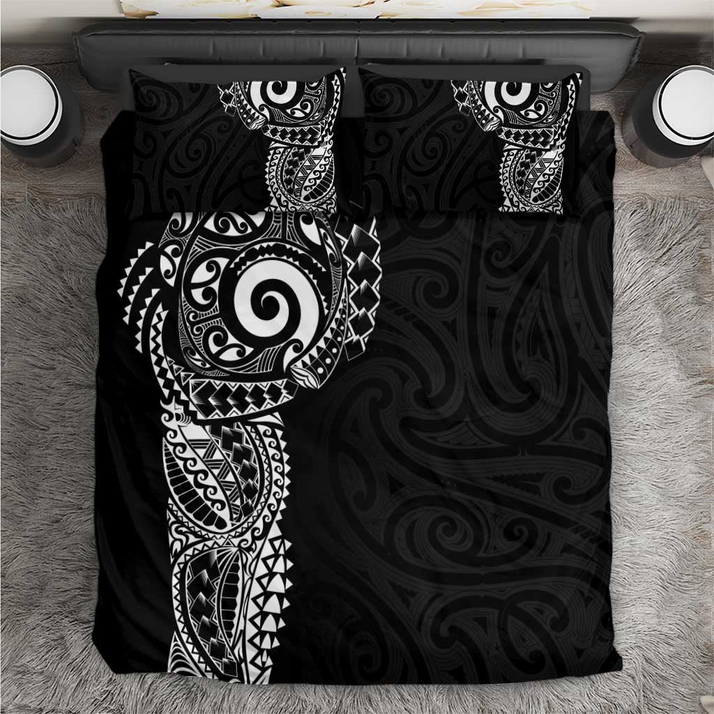 New Zealand Maori Koru Art Traditional Tattoo Bedding Set Simple Style LT03 Black - Polynesian Pride