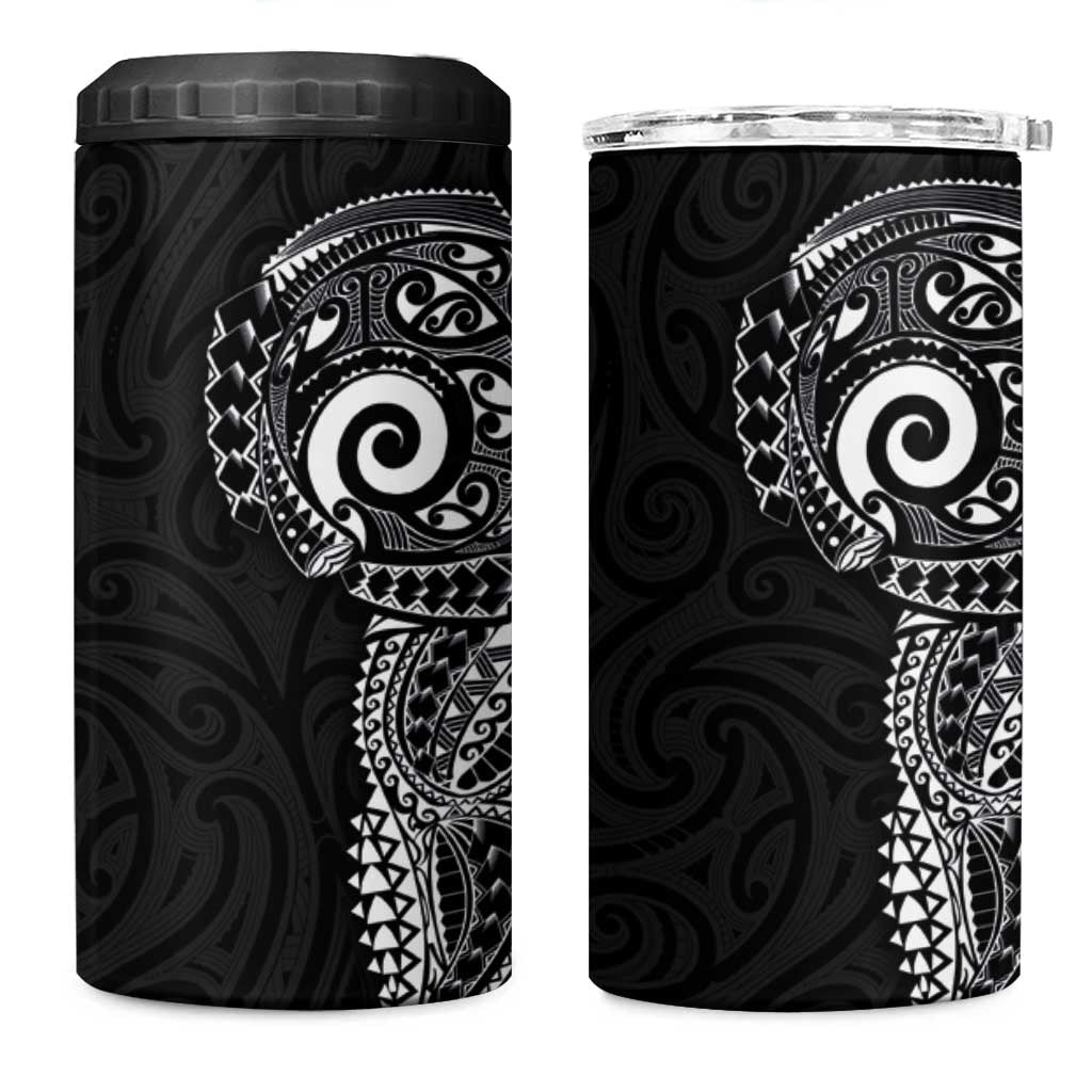 New Zealand Maori Koru Art Traditional Tattoo 4 in 1 Can Cooler Tumbler Simple Style LT03 One Size: 16 oz Black - Polynesian Pride