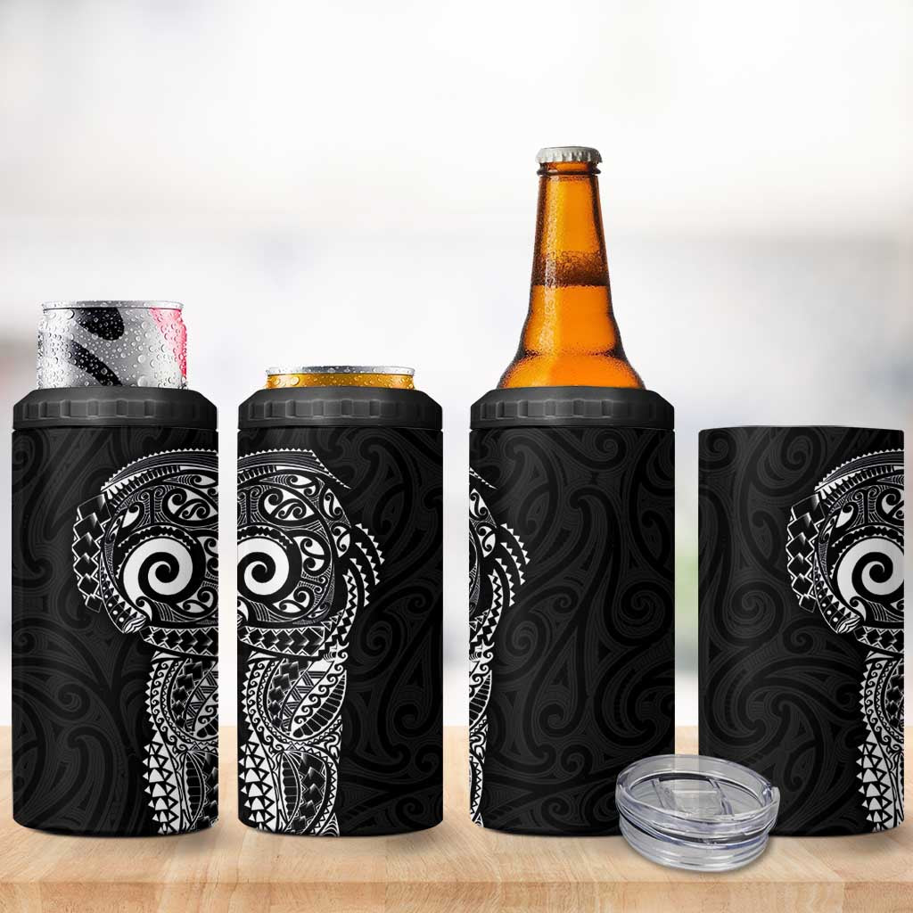 New Zealand Maori Koru Art Traditional Tattoo 4 in 1 Can Cooler Tumbler Simple Style LT03 - Polynesian Pride