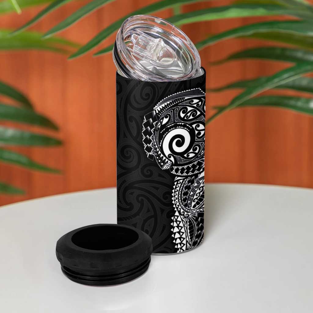 New Zealand Maori Koru Art Traditional Tattoo 4 in 1 Can Cooler Tumbler Simple Style LT03 - Polynesian Pride