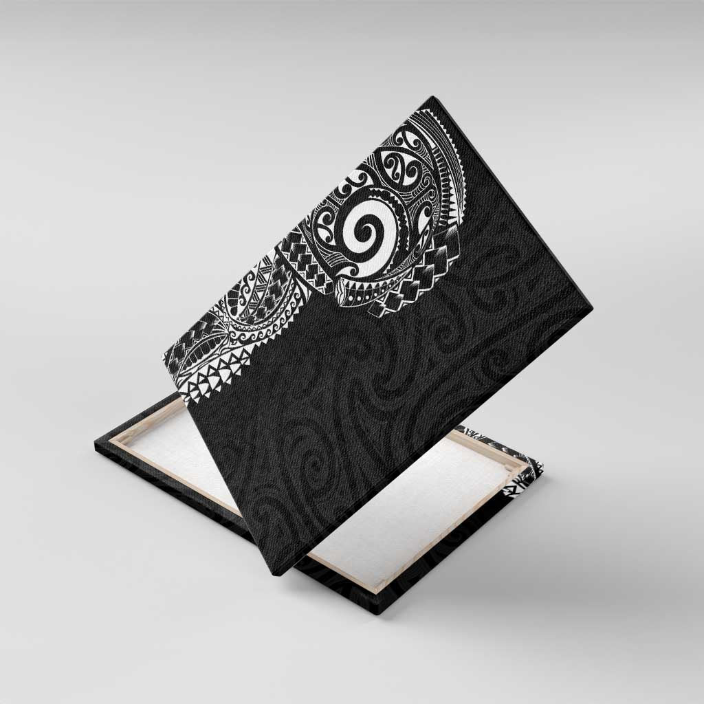 New Zealand Maori Koru Art Traditional Tattoo Canvas Wall Art Simple Style LT03 With Frame Black - Polynesian Pride