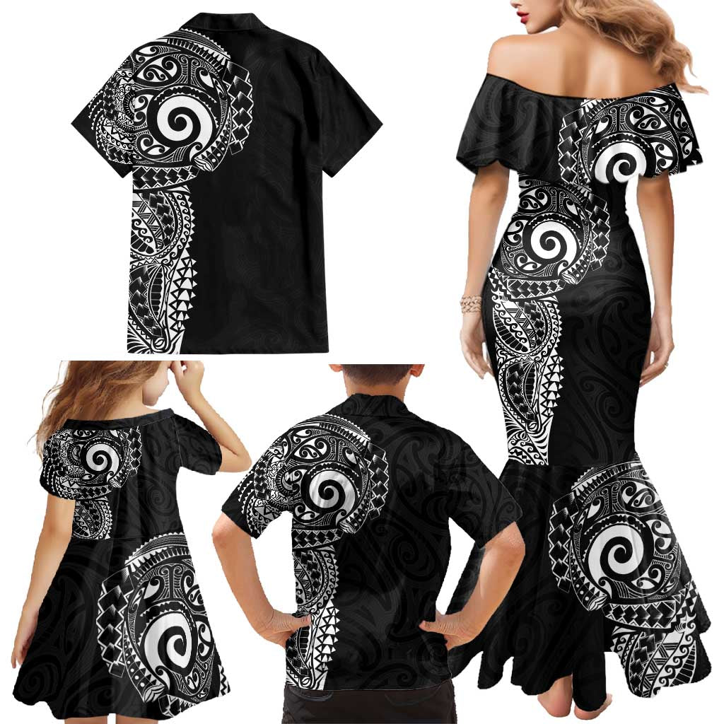 New Zealand Maori Koru Art Traditional Tattoo Family Matching Mermaid Dress and Hawaiian Shirt Simple Style LT03 - Polynesian Pride