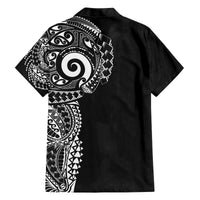 New Zealand Maori Koru Art Traditional Tattoo Family Matching Off The Shoulder Long Sleeve Dress and Hawaiian Shirt Simple Style LT03 - Polynesian Pride