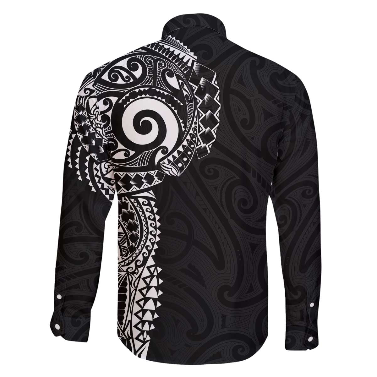 New Zealand Maori Koru Art Traditional Tattoo Family Matching Off The Shoulder Long Sleeve Dress and Hawaiian Shirt Simple Style LT03 - Polynesian Pride