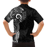 New Zealand Maori Koru Art Traditional Tattoo Family Matching Off Shoulder Maxi Dress and Hawaiian Shirt Simple Style LT03 - Polynesian Pride