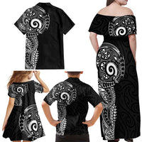 New Zealand Maori Koru Art Traditional Tattoo Family Matching Off Shoulder Maxi Dress and Hawaiian Shirt Simple Style LT03 - Polynesian Pride