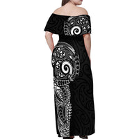 New Zealand Maori Koru Art Traditional Tattoo Family Matching Off Shoulder Maxi Dress and Hawaiian Shirt Simple Style LT03 - Polynesian Pride