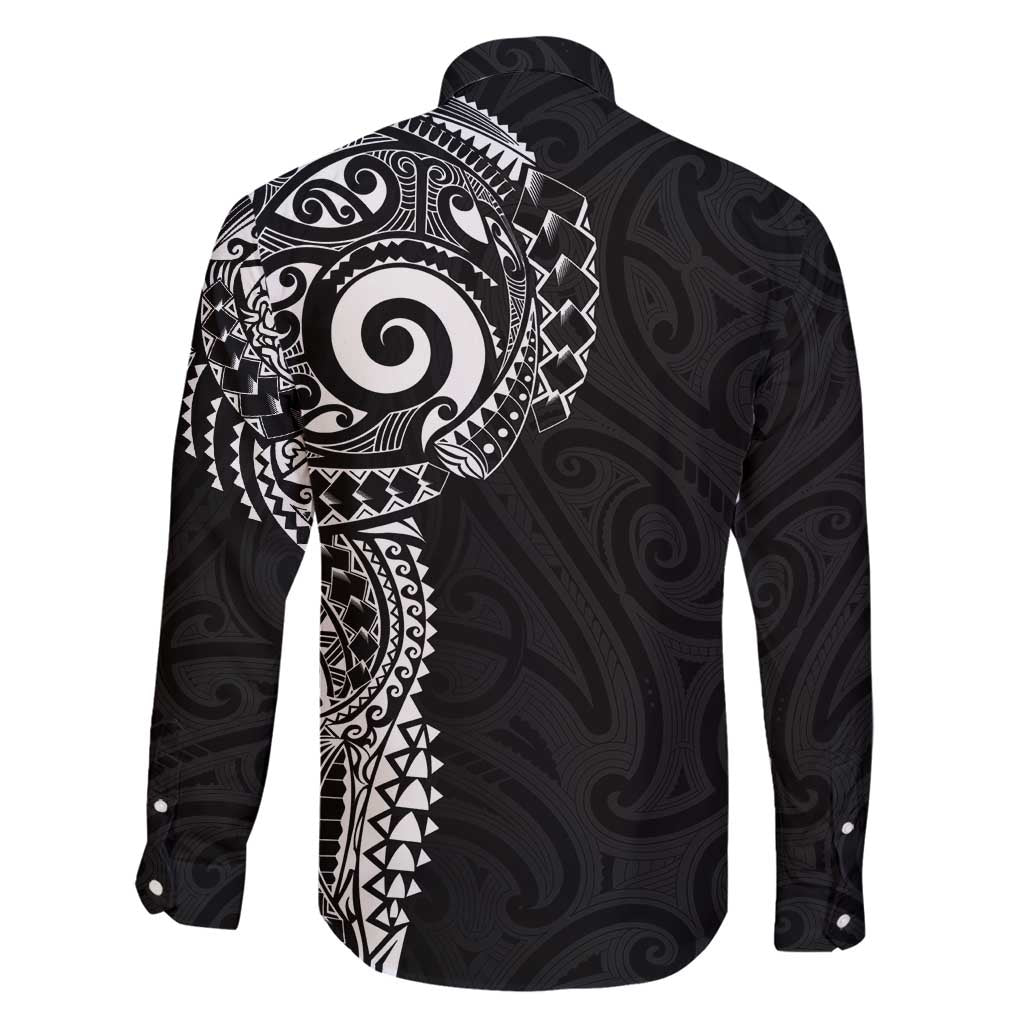 New Zealand Maori Koru Art Traditional Tattoo Family Matching Off Shoulder Short Dress and Hawaiian Shirt Simple Style LT03 - Polynesian Pride