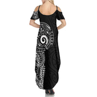 New Zealand Maori Koru Art Traditional Tattoo Family Matching Summer Maxi Dress and Hawaiian Shirt Simple Style LT03 - Polynesian Pride