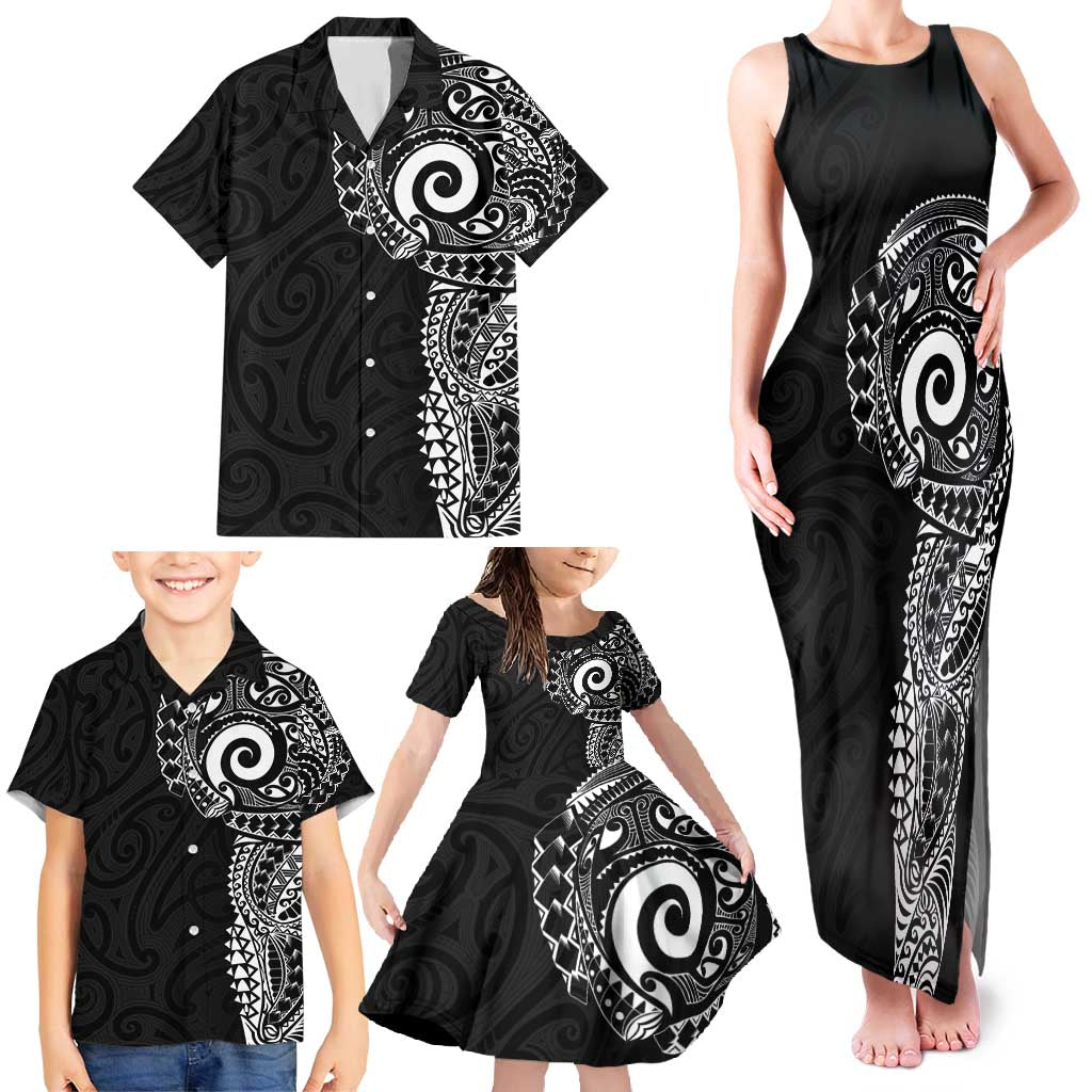 New Zealand Maori Koru Art Traditional Tattoo Family Matching Tank Maxi Dress and Hawaiian Shirt Simple Style LT03 - Polynesian Pride