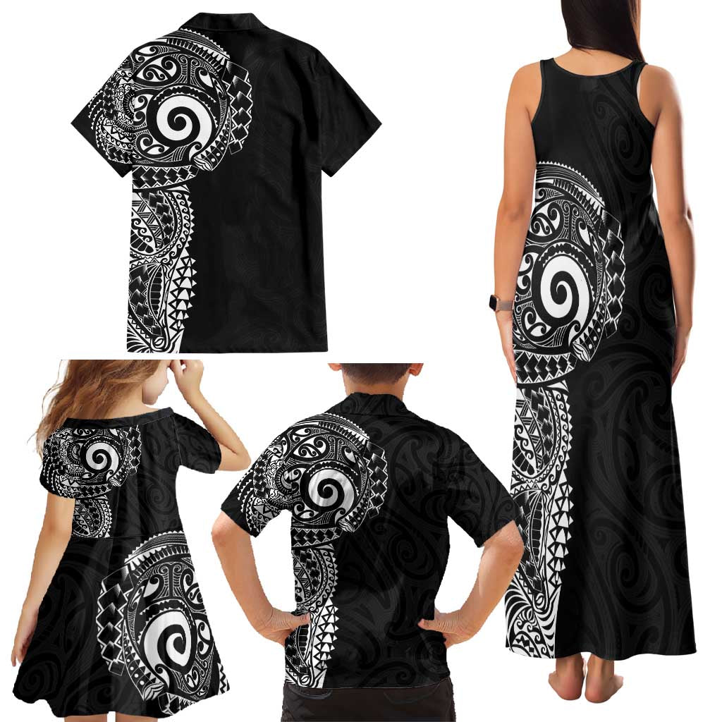 New Zealand Maori Koru Art Traditional Tattoo Family Matching Tank Maxi Dress and Hawaiian Shirt Simple Style LT03 - Polynesian Pride