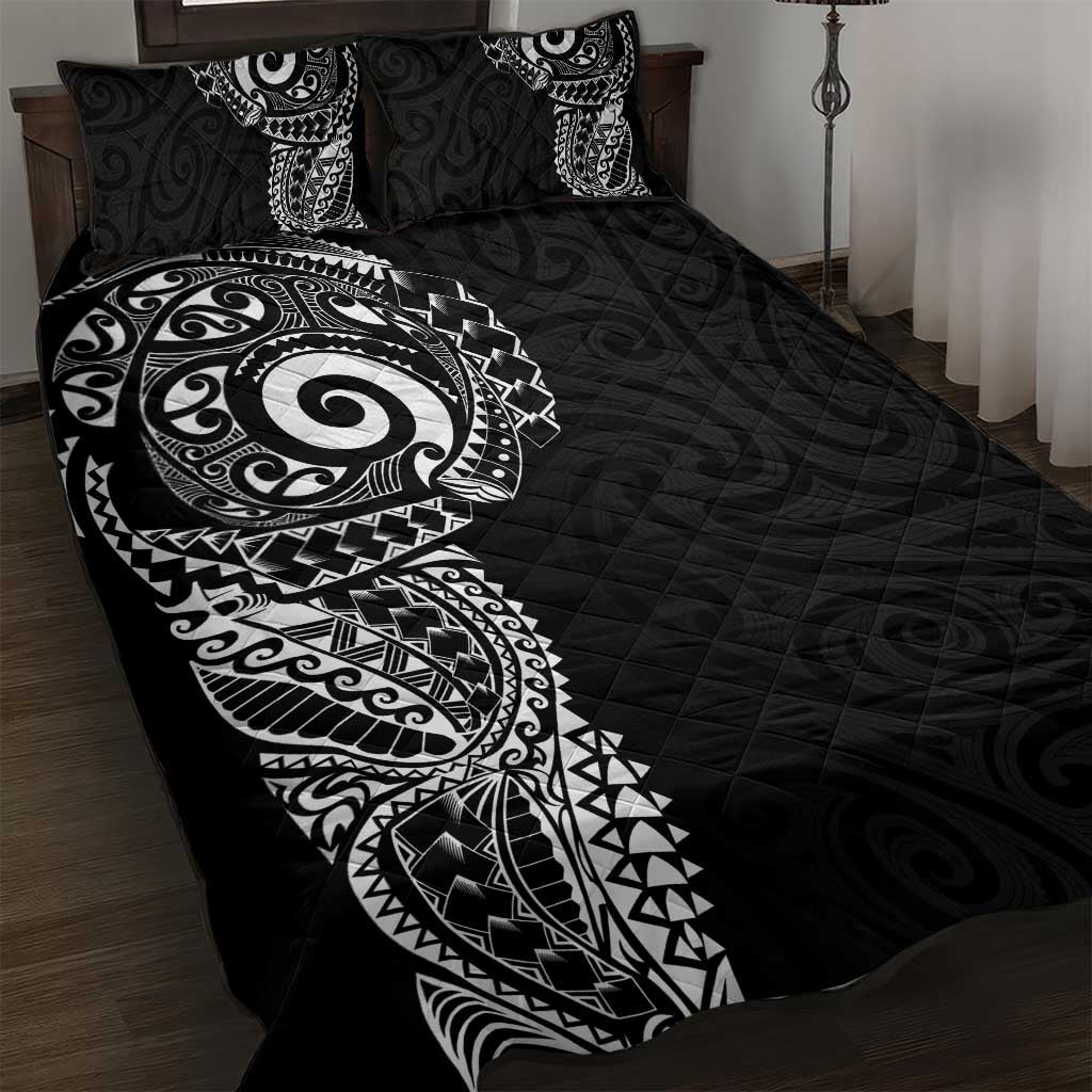 New Zealand Maori Koru Art Traditional Tattoo Quilt Bed Set Simple Style LT03 Black - Polynesian Pride