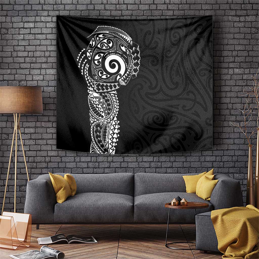 New Zealand Maori Koru Art Traditional Tattoo Tapestry Simple Style LT03 Black - Polynesian Pride